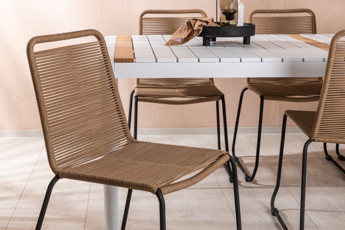 Garten Essgruppe Alvora – 7-teiliges Gartenmöbel-Set in Weiß/Braun