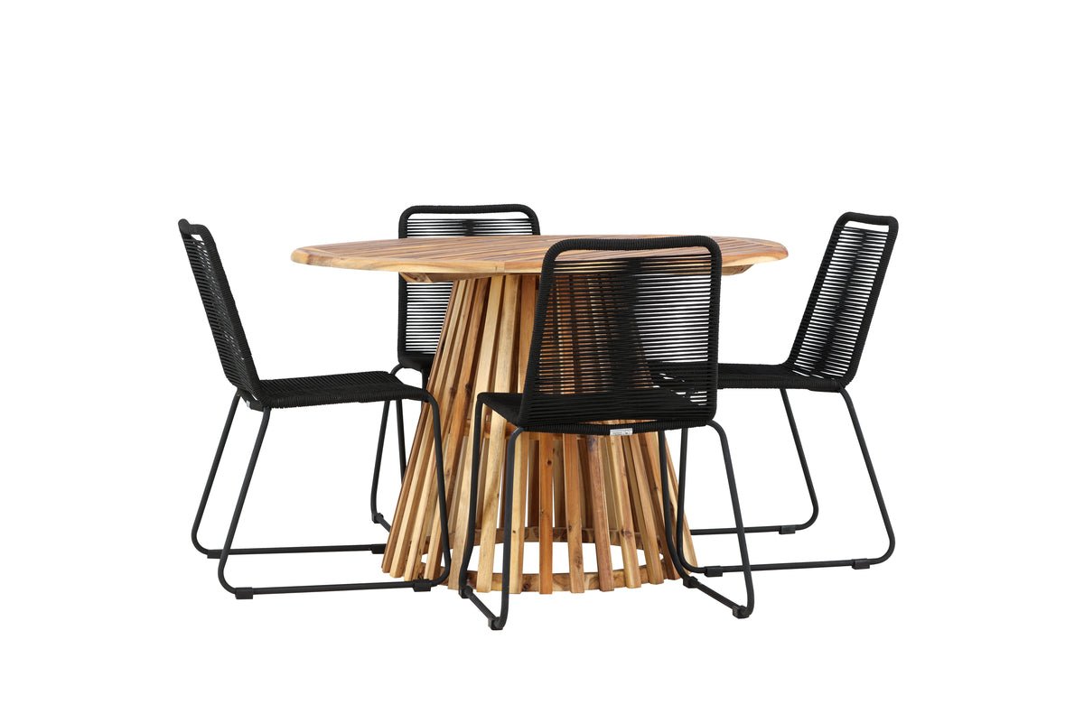 Garten Essgruppe Amano – 5-teiliges Gartenmöbel-Set mit rundem Tisch in 2 Farben