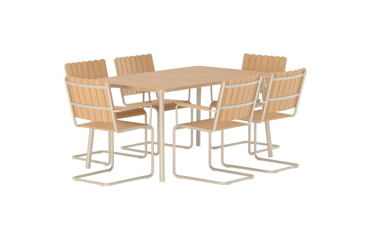 Garten Essgruppe Moraya – 7-teiliges Set aus Stahl/Polywood in 2 Farben