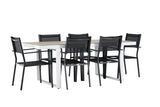 Garten Essgruppe Silva – 7-teiliges Gartenmöbel-Set in Schwarz/Weiß