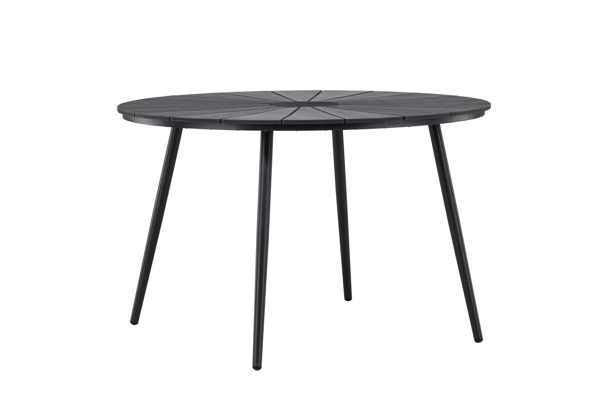 Garten Esstisch Capri - Ø 120cm aus Polywood und Aluminium in Beige oder Schwarz