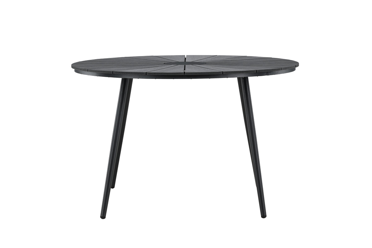 Garten Esstisch Capri - Ø 120cm aus Polywood und Aluminium in Beige oder Schwarz
