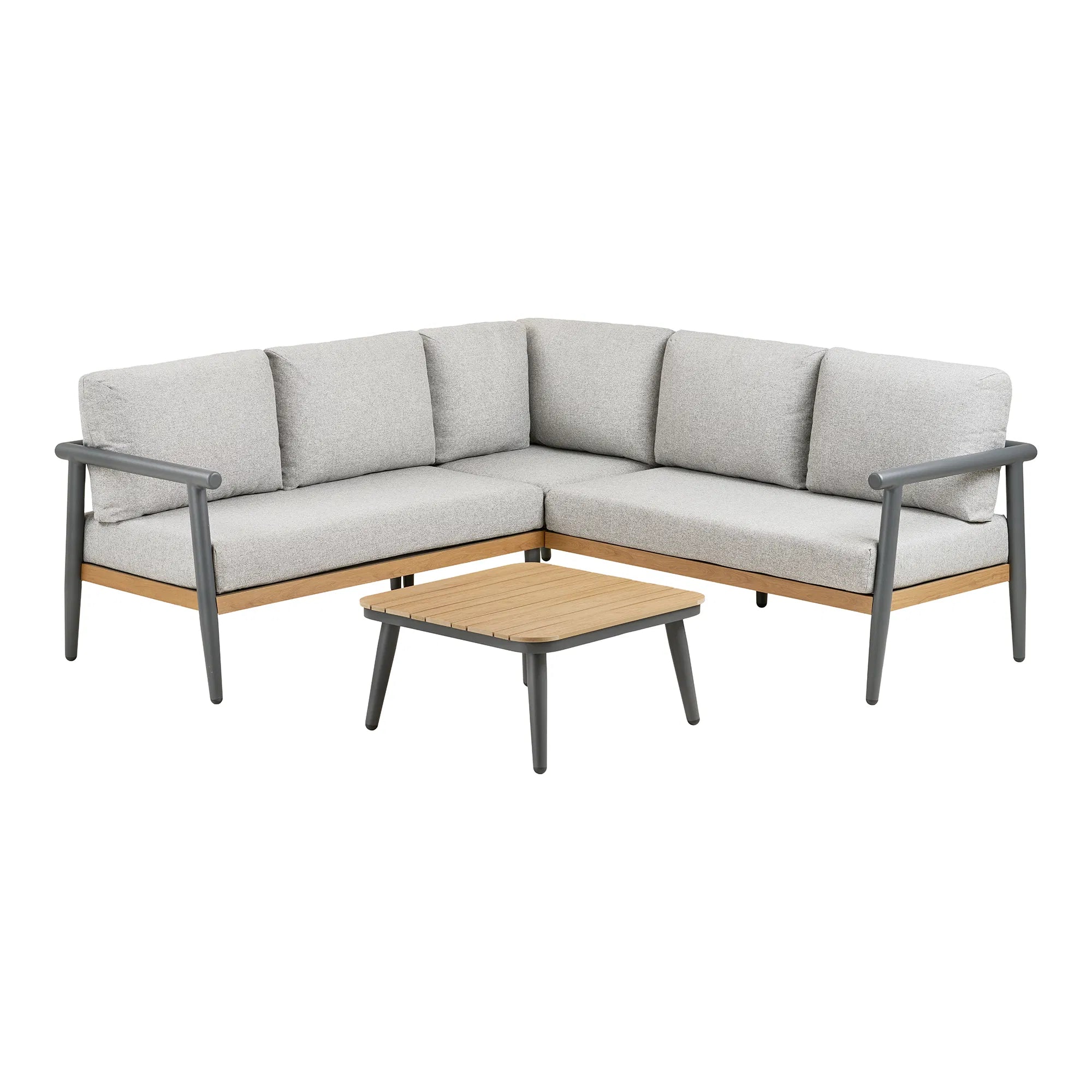 Garten Lounge Set Velmora – mit Aluminiumgestell und Holzoptik-Details