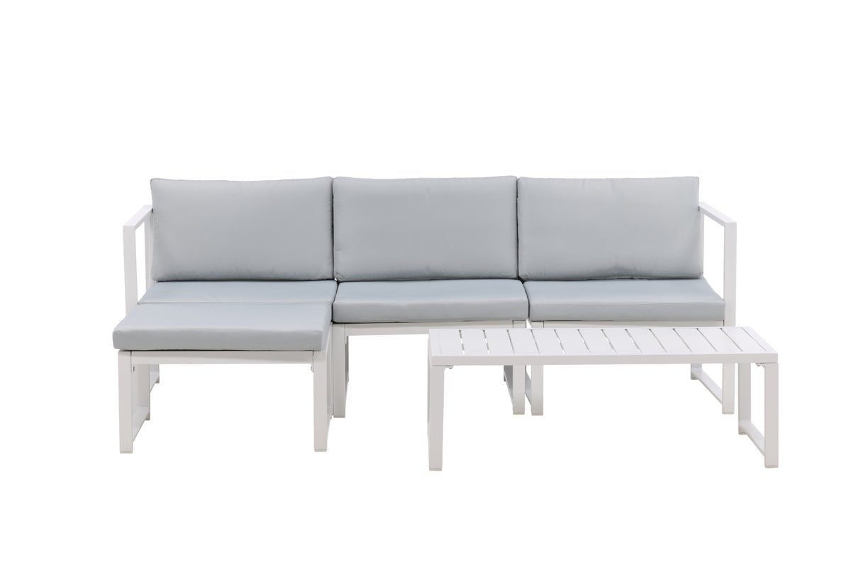 Garten Loungeset Alicia – mit hellgrauen Kissen & Couchtisch