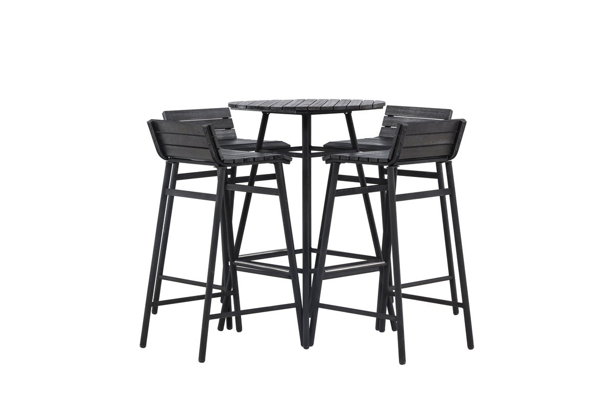 Garten Loungeset Cavina – 5-teiliges Set aus Akazienholz in Schwarz