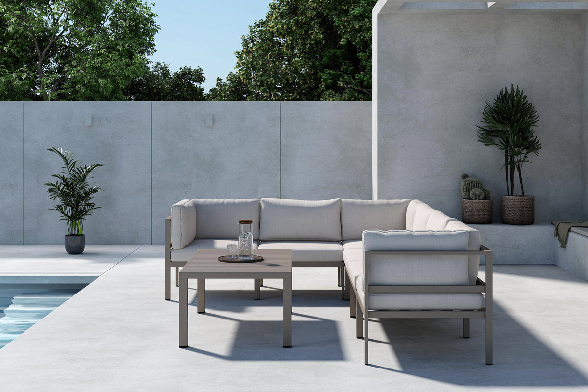 Garten Loungeset Galeno – Großes Ecksofa mit Couchtisch