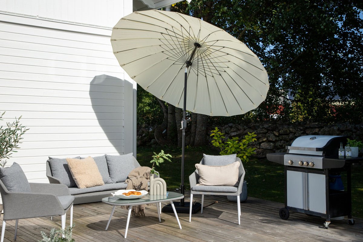 Garten Sonnenschirm Palma – Ø270 cm verfügbar in Weiß, Schwarz, Grau und Blau