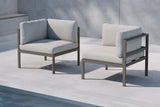 Gartenbank Eckmodul Borelio - Aus Aluminium in den Farben Khaki und Beige