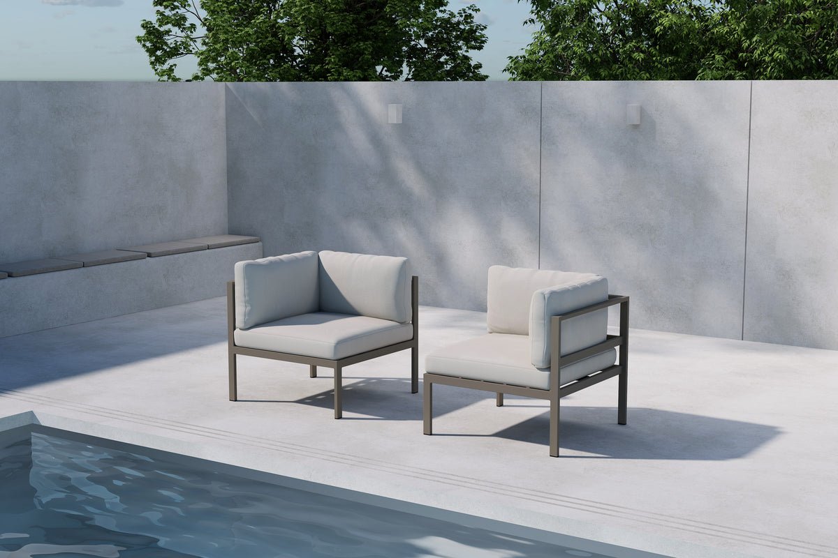 Gartenbank Eckmodul Borelio - Aus Aluminium in den Farben Khaki und Beige