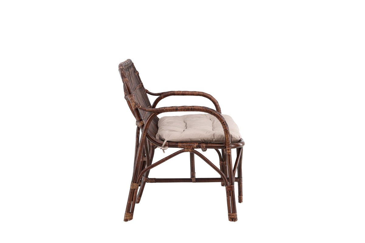 Gartenbank Tobias - Aus Rattan in der Farbe Dunkelwalnuss