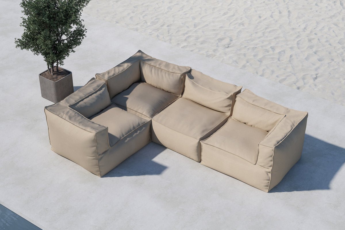 Gartensofa Alvani - Modulares Sofa aus beigem Olefin