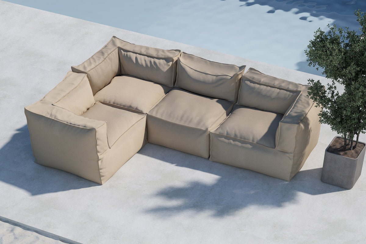 Gartensofa Alvani - Modulares Sofa aus beigem Olefin