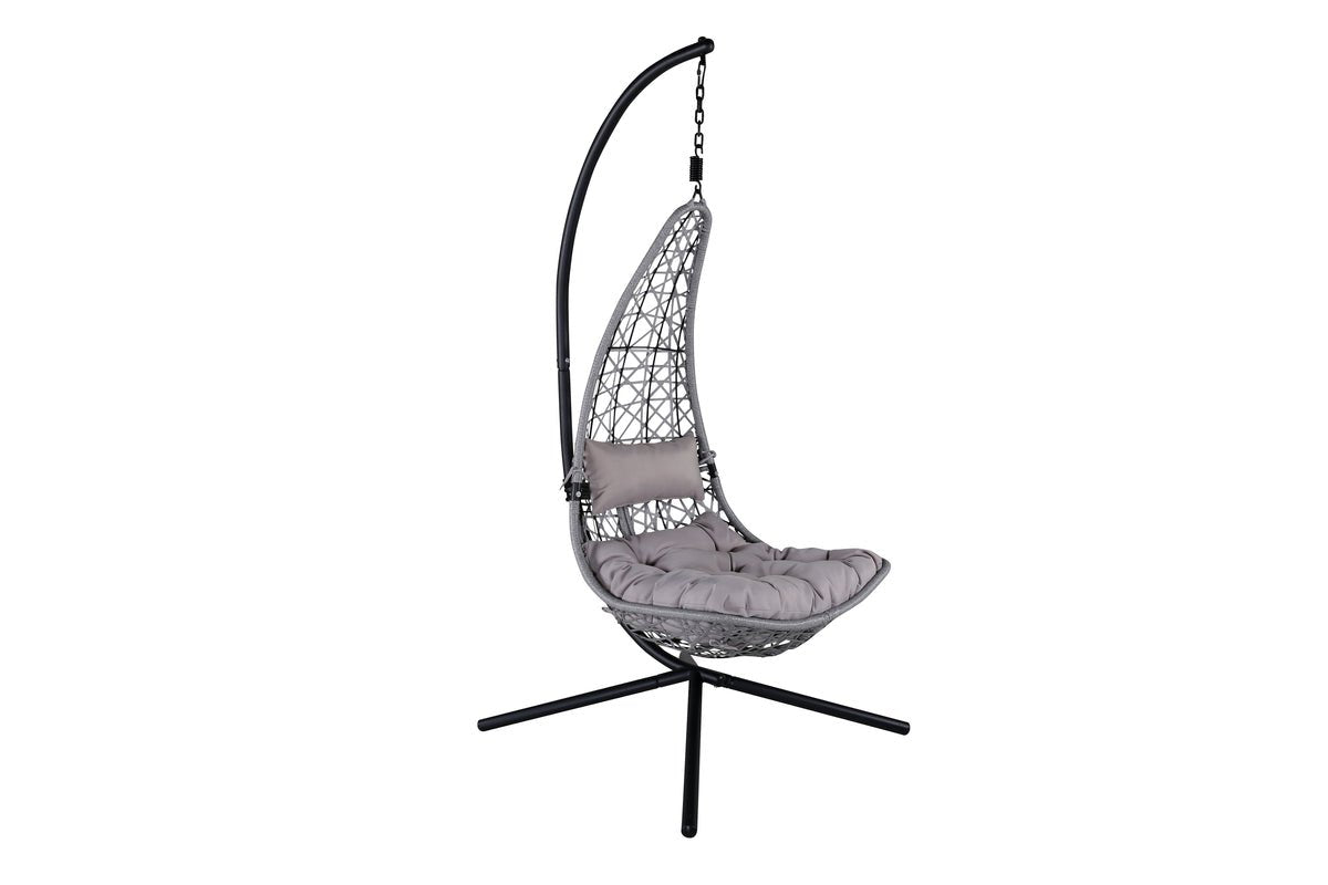 Hängesessel Brittany - aus Rattan/Metall in Schwarz, Grau