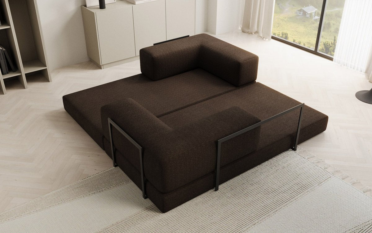 Lazy Spar-Set: 3-Sitzer + Hocker in Bouclé