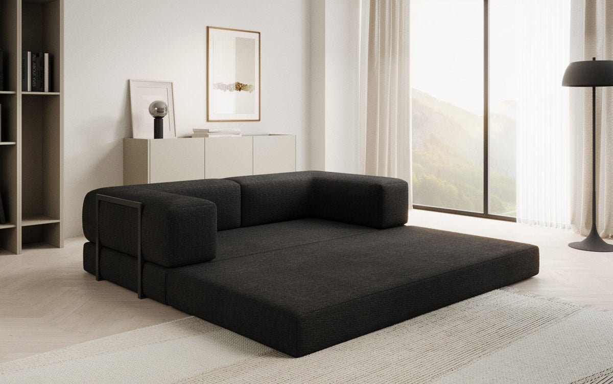 Lazy Spar-Set: 3-Sitzer + Hocker in Bouclé