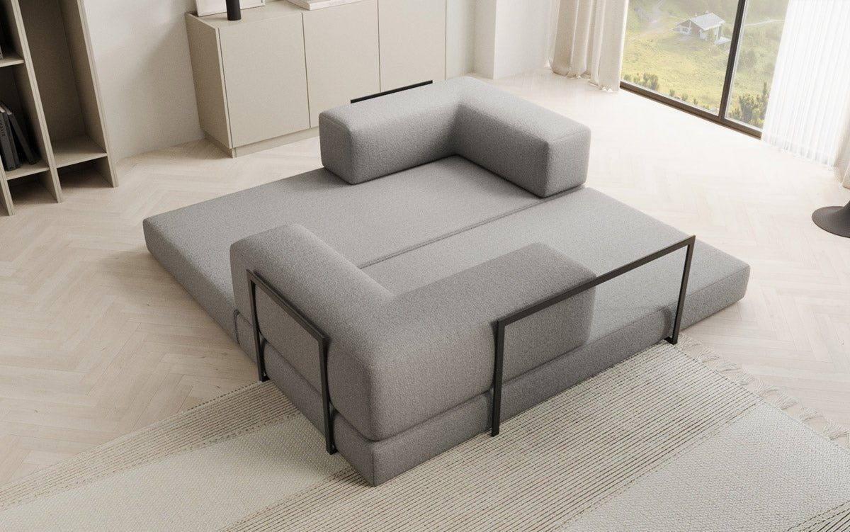 Lazy Spar-Set: 3-Sitzer + Hocker in Bouclé