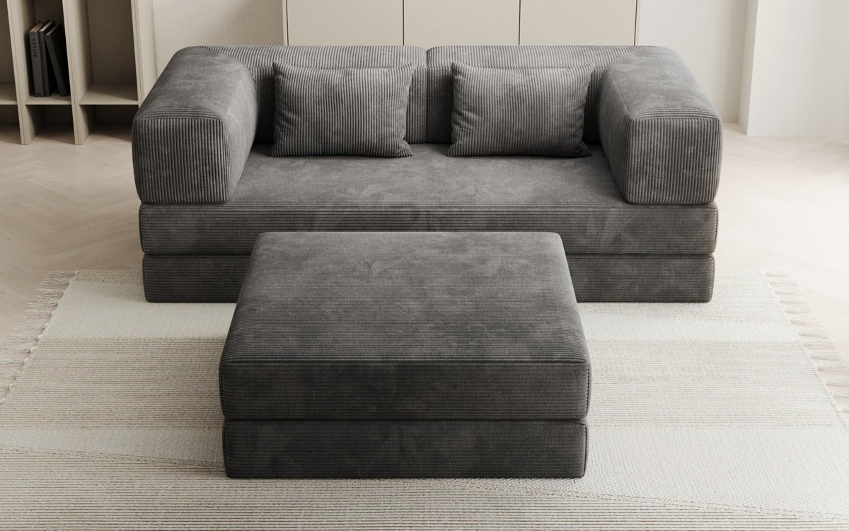 Lazy Spar-Set: 3-Sitzer + Hocker in Cord