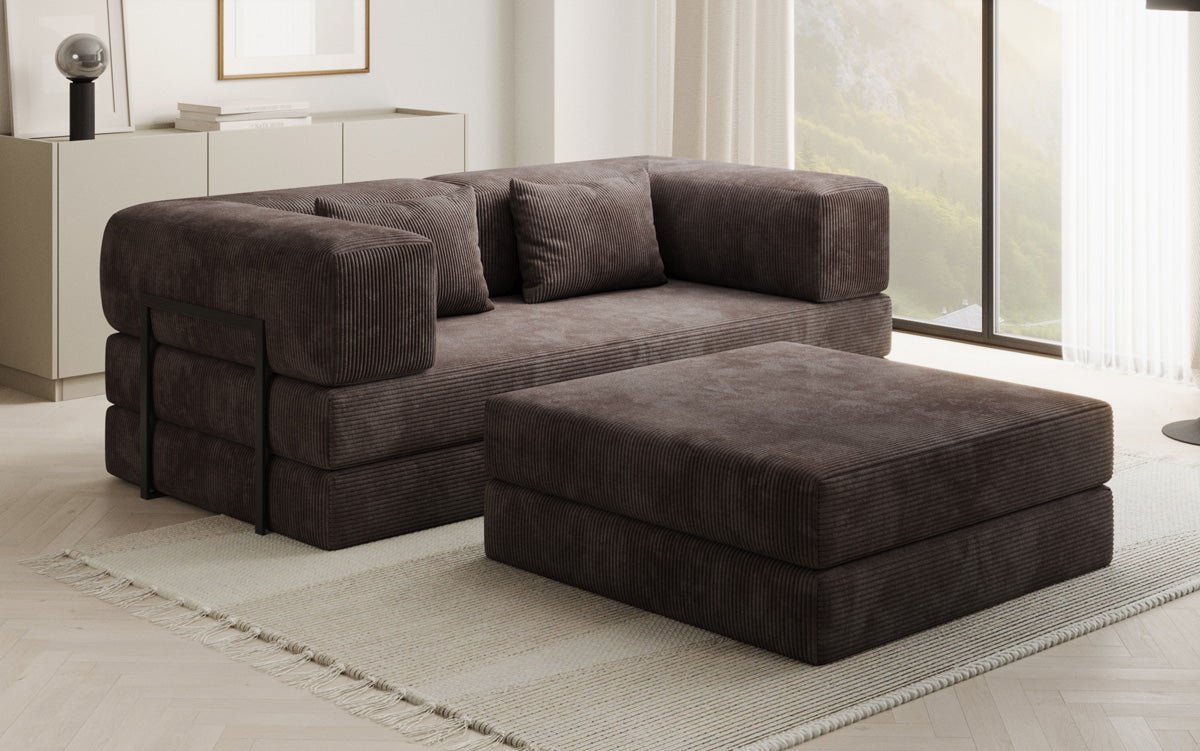 Lazy Spar-Set: 3-Sitzer + Hocker in Cord