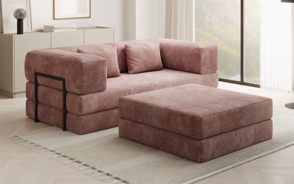 Lazy Spar-Set: 3-Sitzer + Hocker in Cord