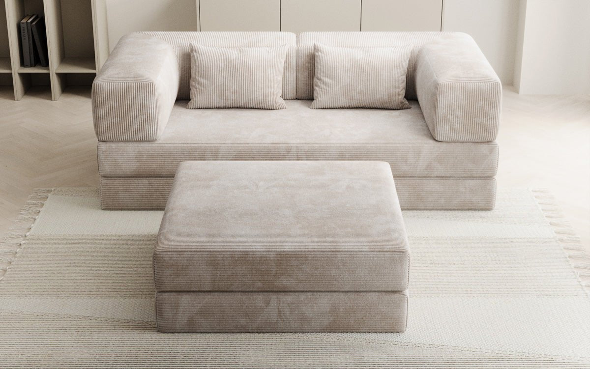 Lazy Spar-Set: 3-Sitzer + Hocker in Cord