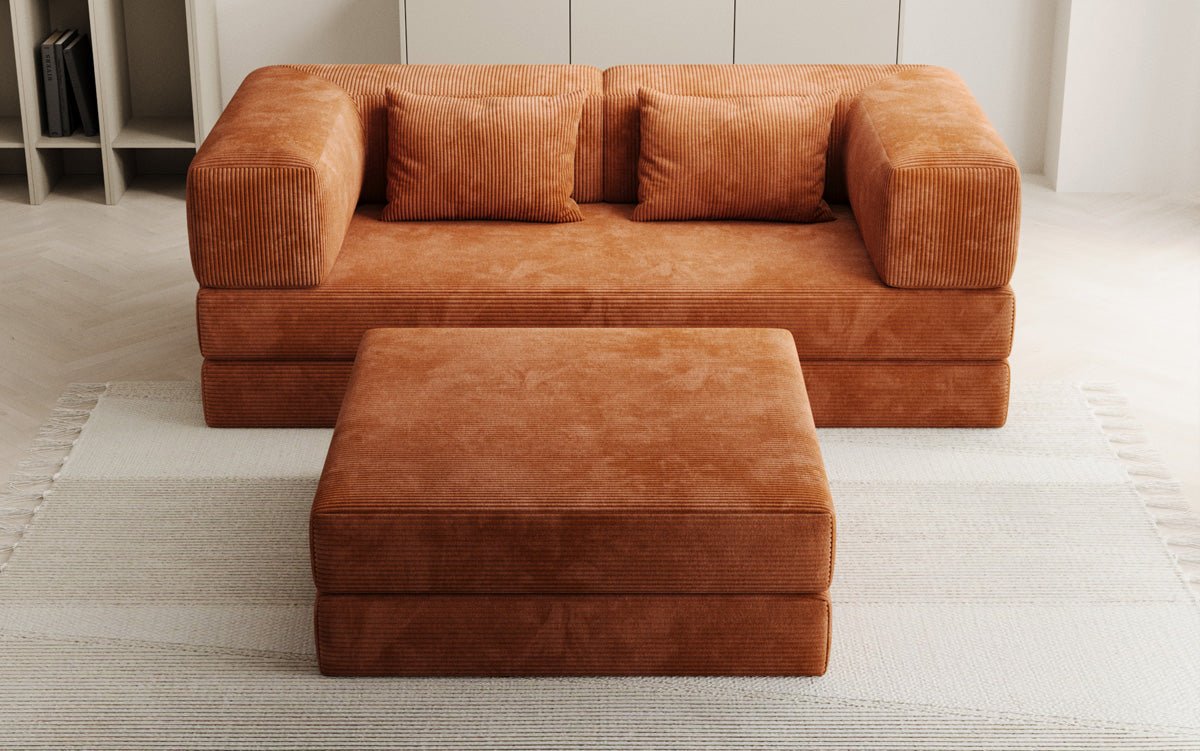 Lazy Spar-Set: 3-Sitzer + Hocker in Cord