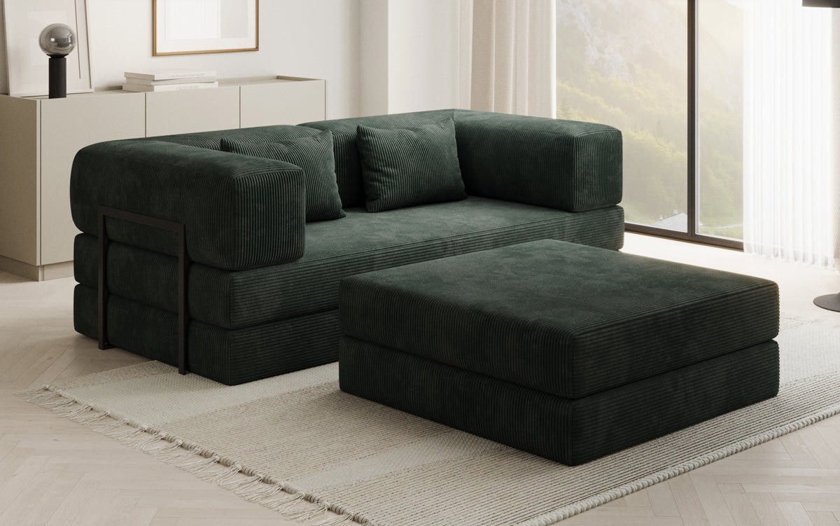 Lazy Spar-Set: 3-Sitzer + Hocker in Cord