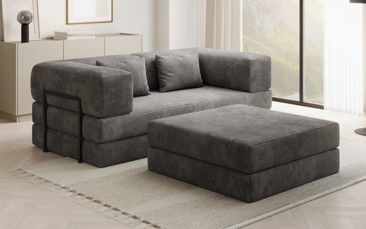 Lazy Spar-Set: 3-Sitzer + Hocker in Cord