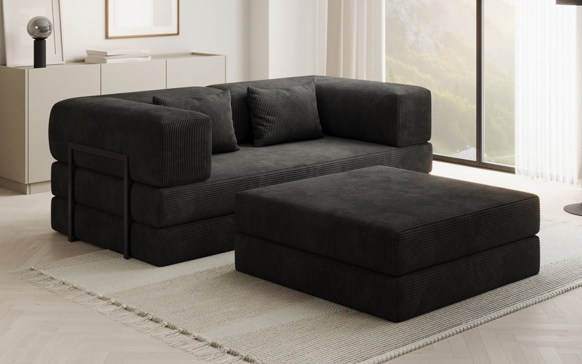 Lazy Spar-Set: 3-Sitzer + Hocker in Cord