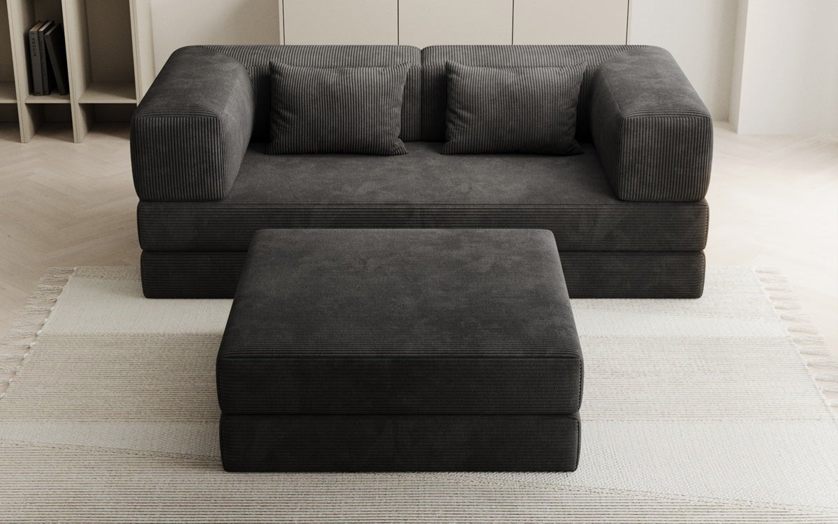 Lazy Spar-Set: 3-Sitzer + Hocker in Cord