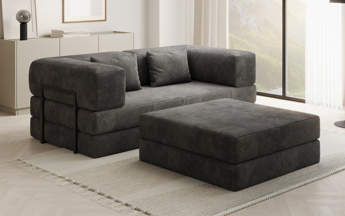 Lazy Spar-Set: 3-Sitzer + Hocker in Cord