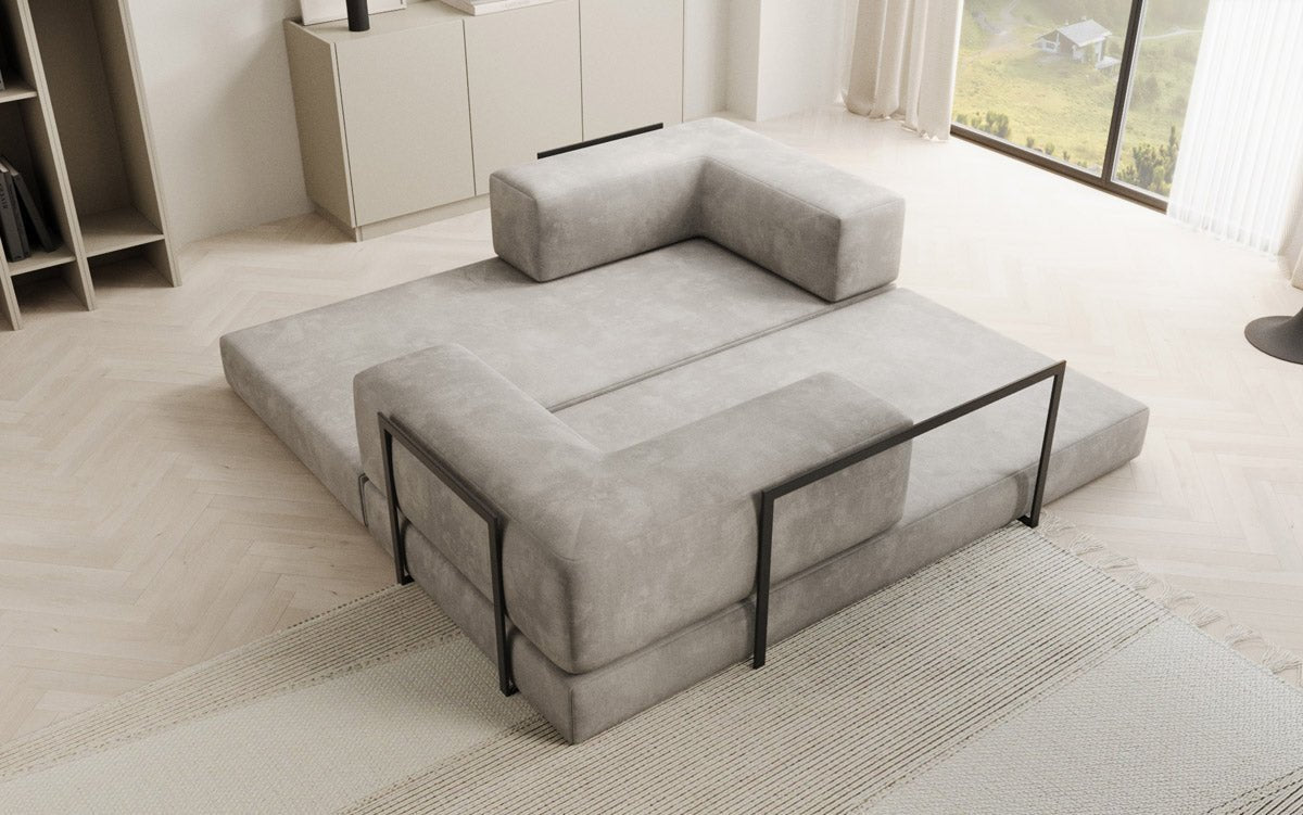 Lazy Spar-Set: 3-Sitzer + Hocker in Samt