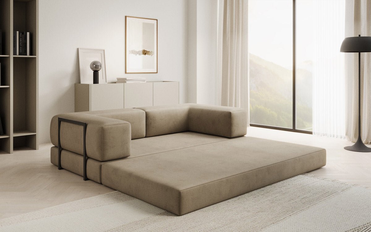 Lazy Spar-Set: 3-Sitzer + Hocker in Samt