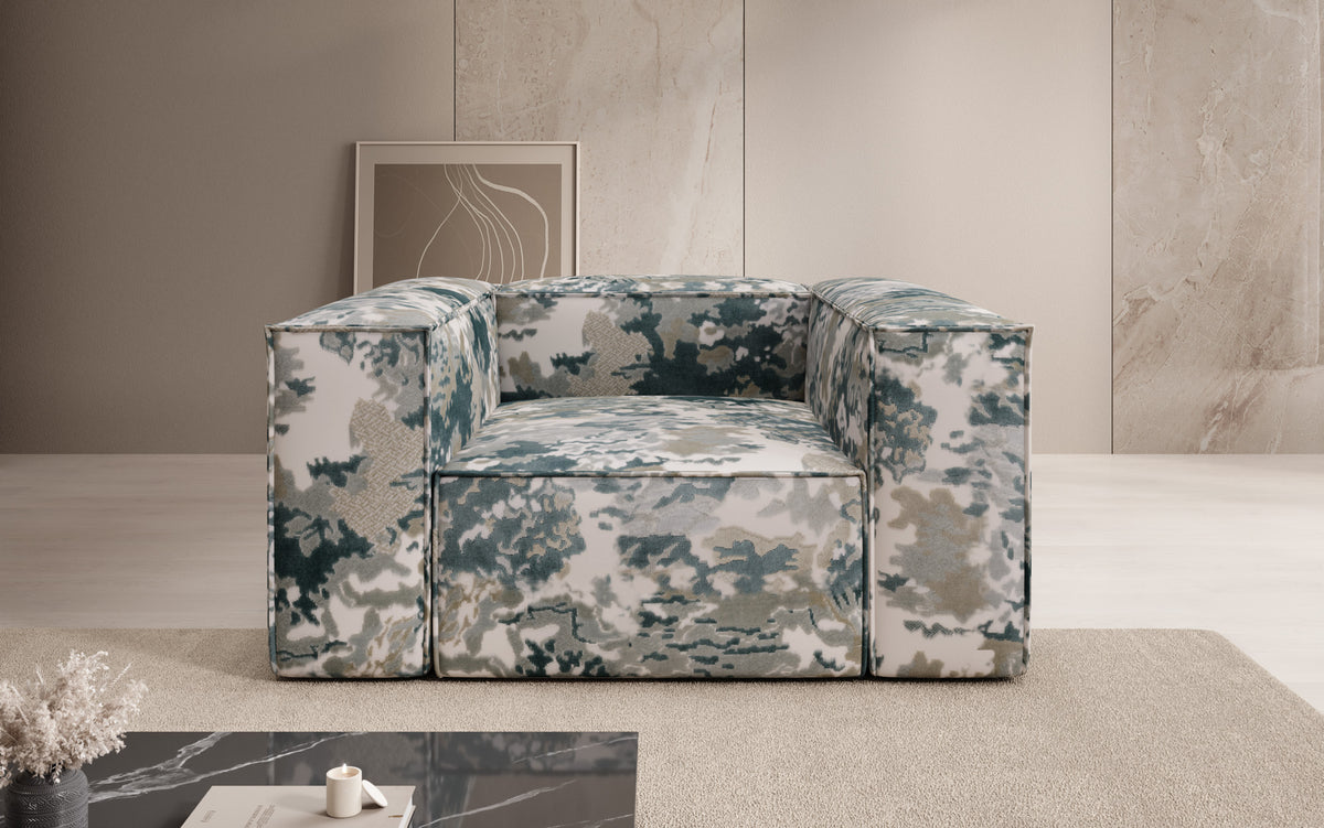 Designer Sofa-Sessel Lesley - Jacquard mit Aquarell-Muster