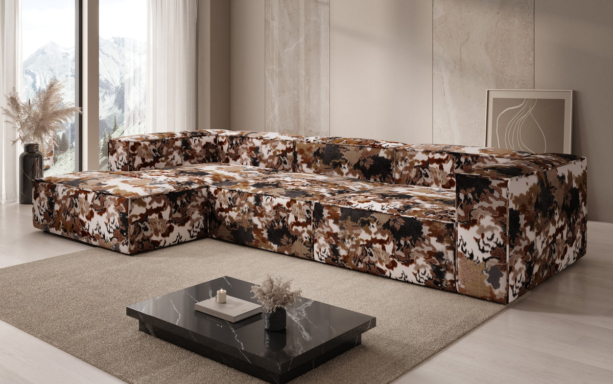 Designer Ecksofa Lesley - Jacquard mit Aquarell-Muster