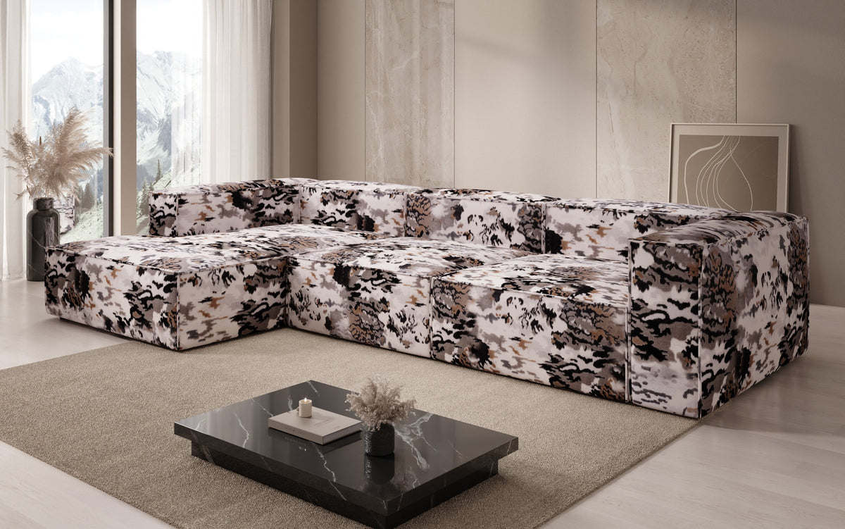 Designer Ecksofa Lesley - Jacquard mit Aquarell-Muster