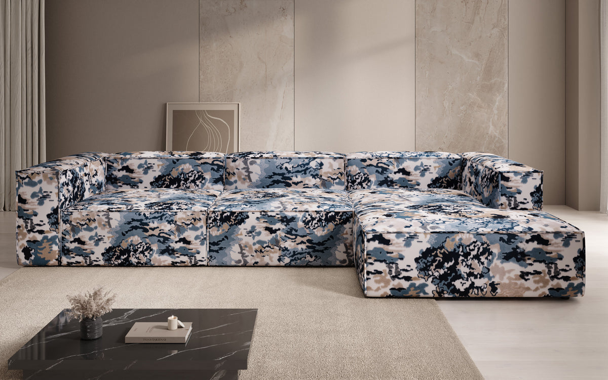 Designer Ecksofa Lesley - Jacquard mit Aquarell-Muster