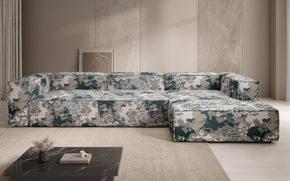 Designer Ecksofa Lesley - Jacquard mit Aquarell-Muster