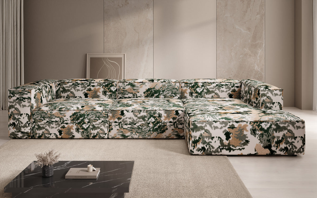 Designer Ecksofa Lesley - Jacquard mit Aquarell-Muster