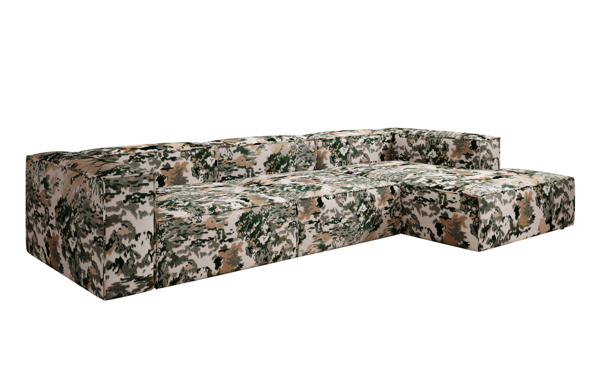 Designer Ecksofa Lesley - Jacquard mit Aquarell-Muster