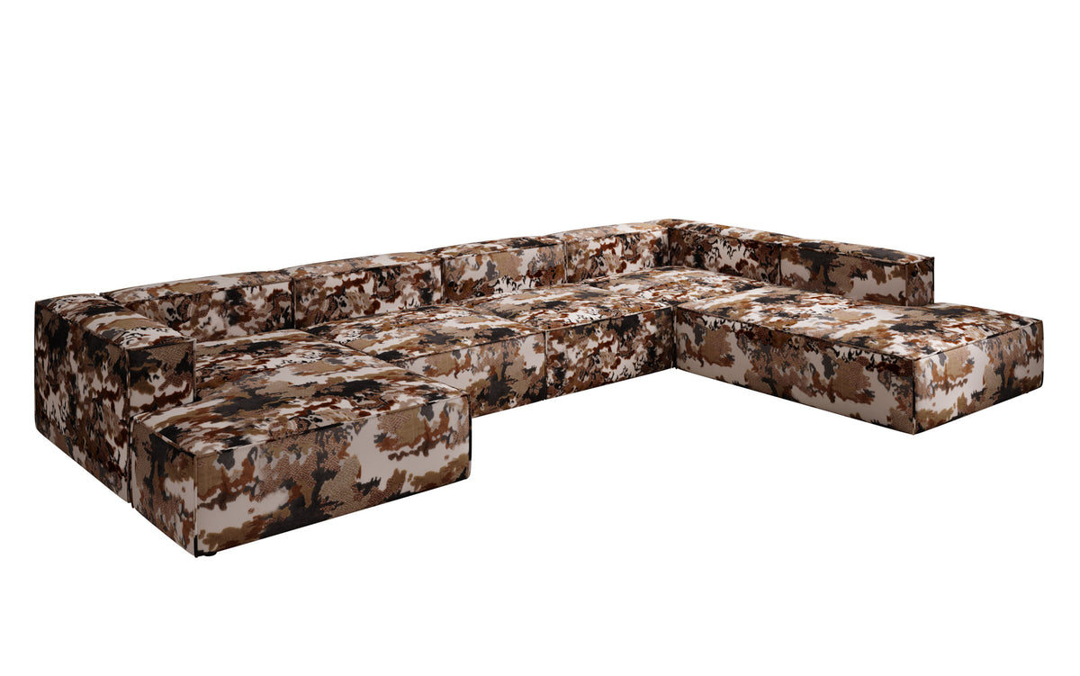 Designer Sofa Lesley U XXL - Jacquard mit Aquarell-Muster