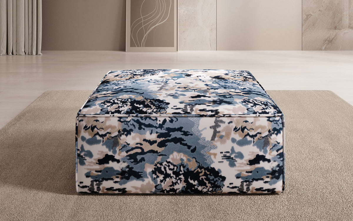 Lesley Pouf Arden Prussian Blue 88 front