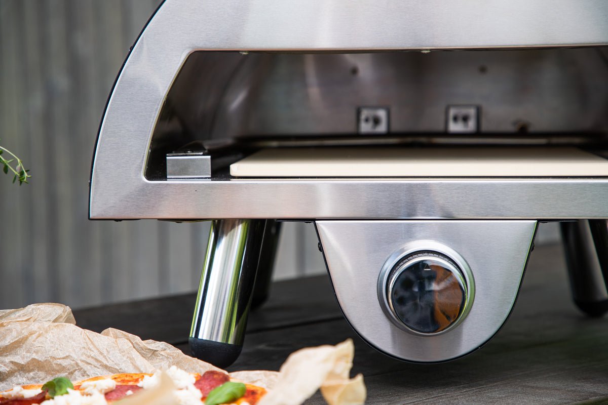 Pizzaofen Neapel - aus Stahl, Edelstahl und Keramik in Schwarz