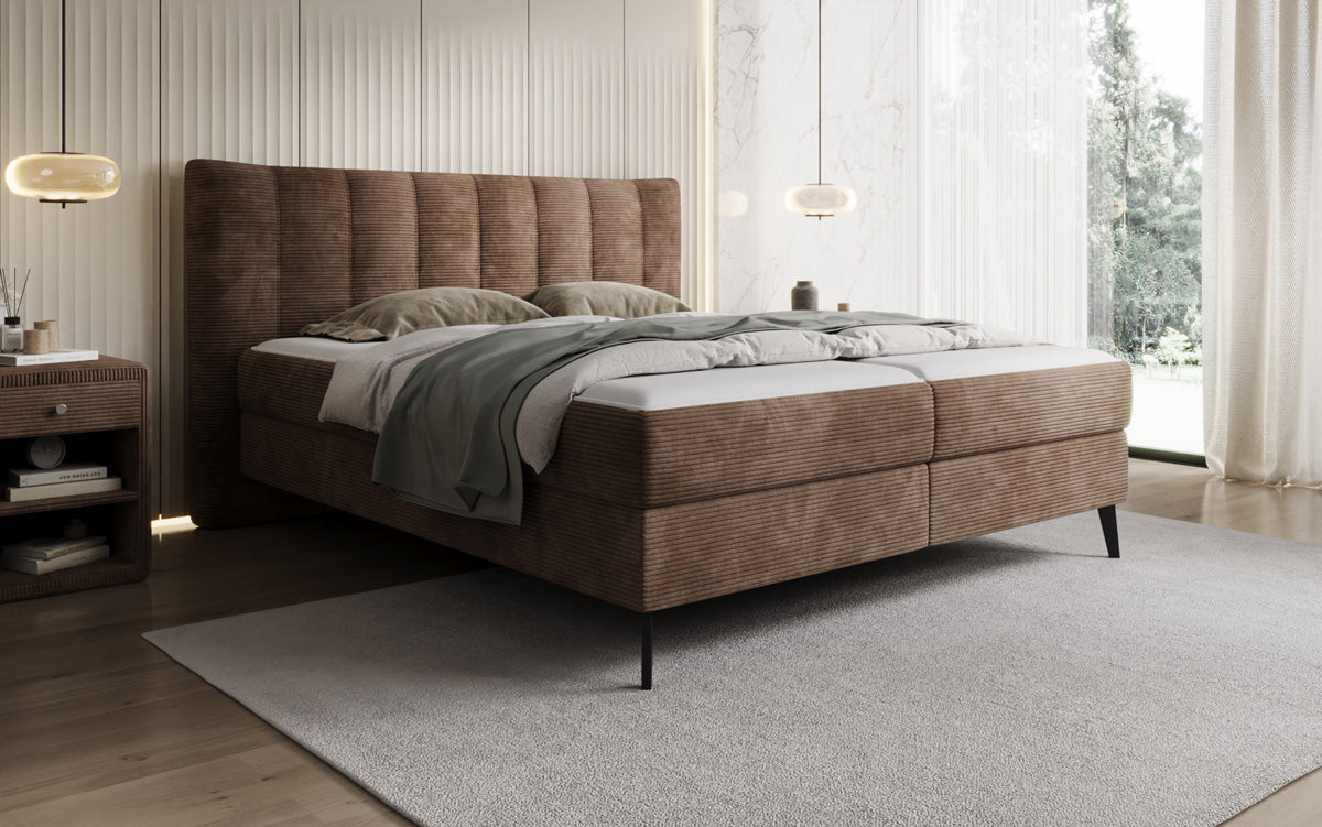 Boxspringbett Ines in Cord mit Stauraum