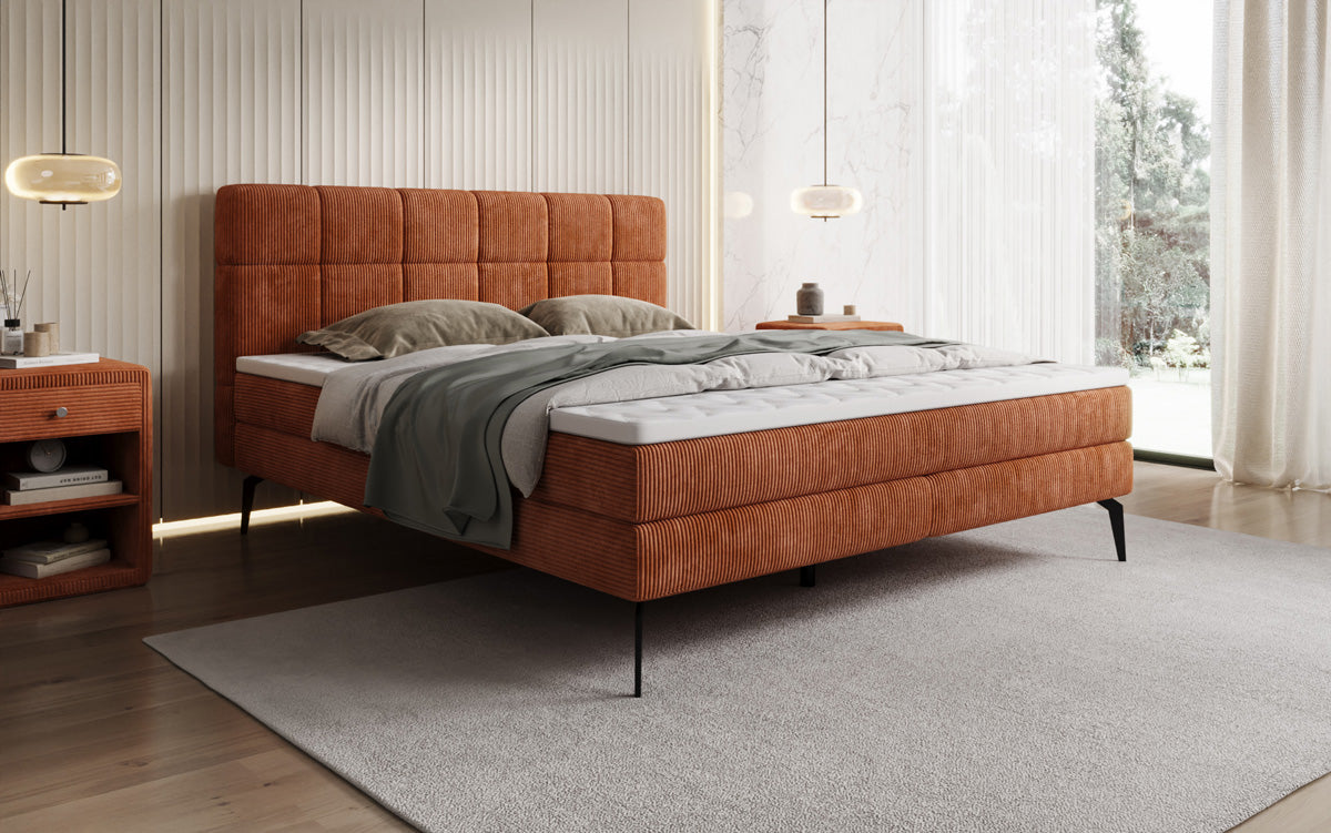Boxspringbett Vera in Cord mit hohen Füßen