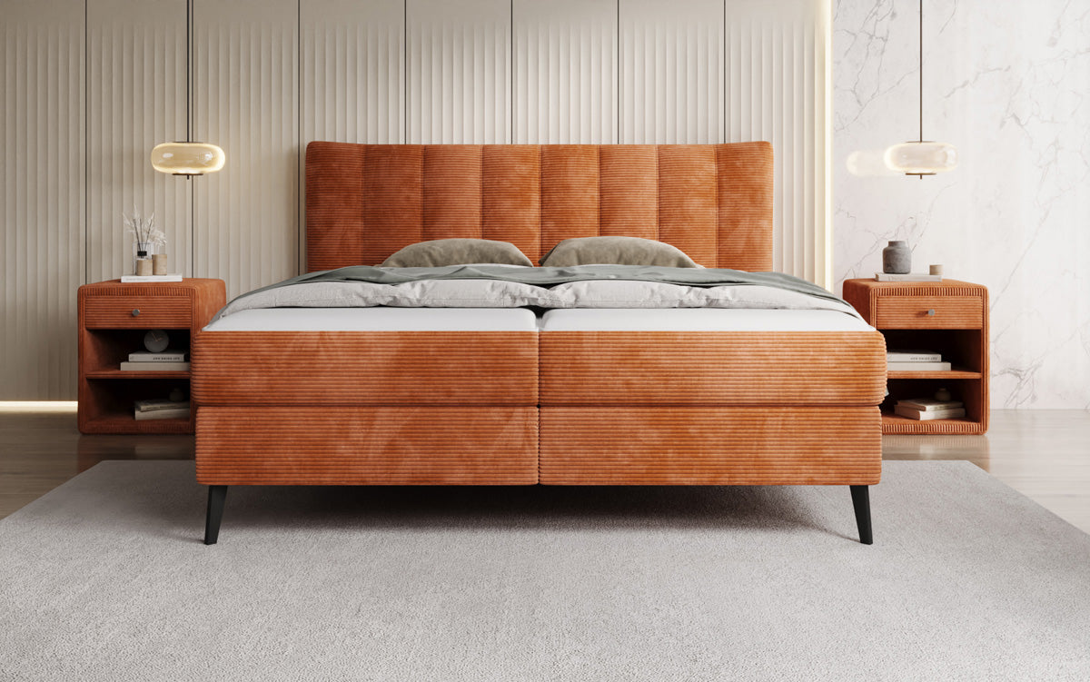 Boxspringbett Ines in Cord mit Stauraum