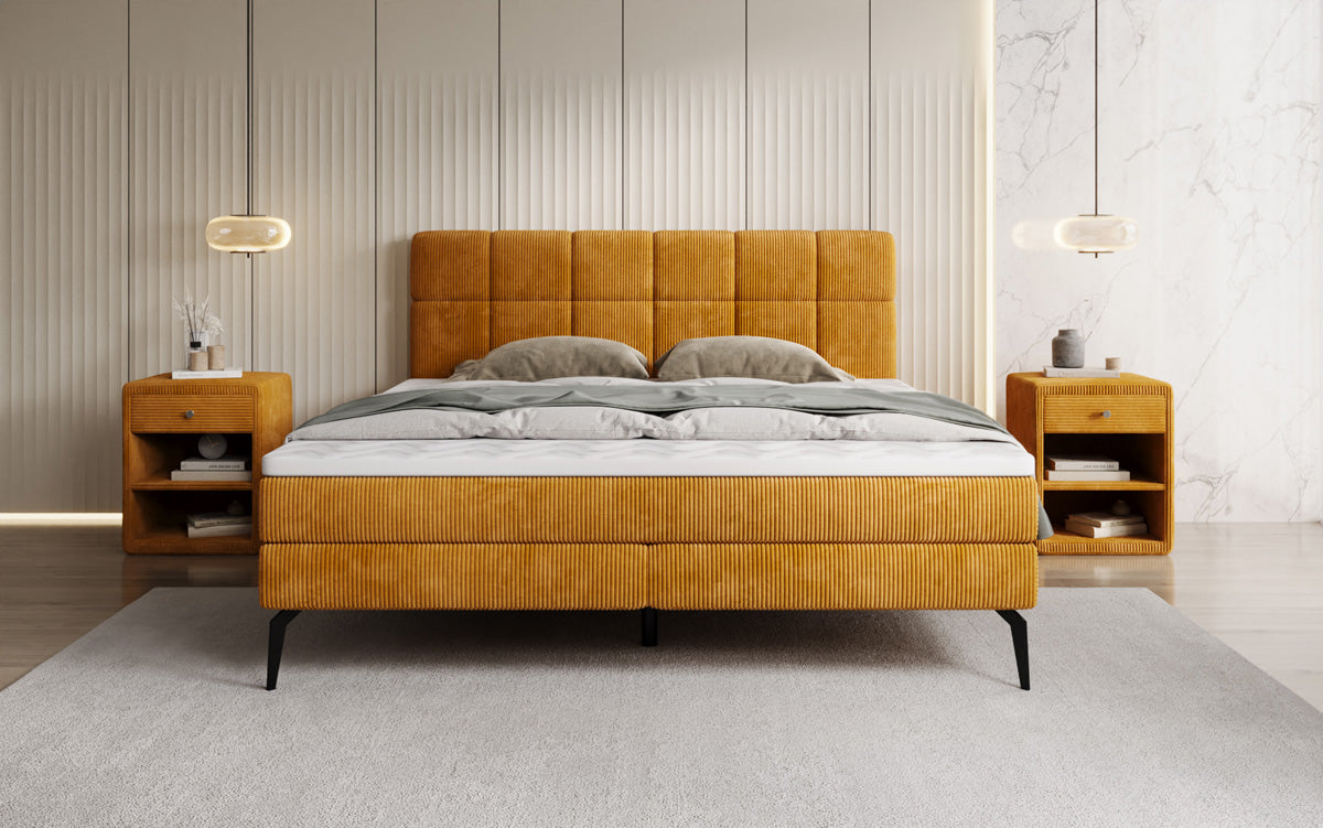 Boxspringbett Vera in Cord mit hohen Füßen