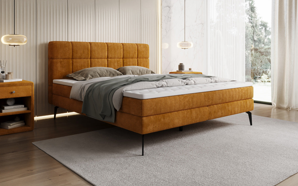 Boxspringbett Vera in Cord mit hohen Füßen