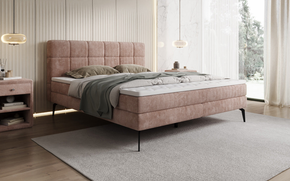 Boxspringbett Vera in Cord mit hohen Füßen