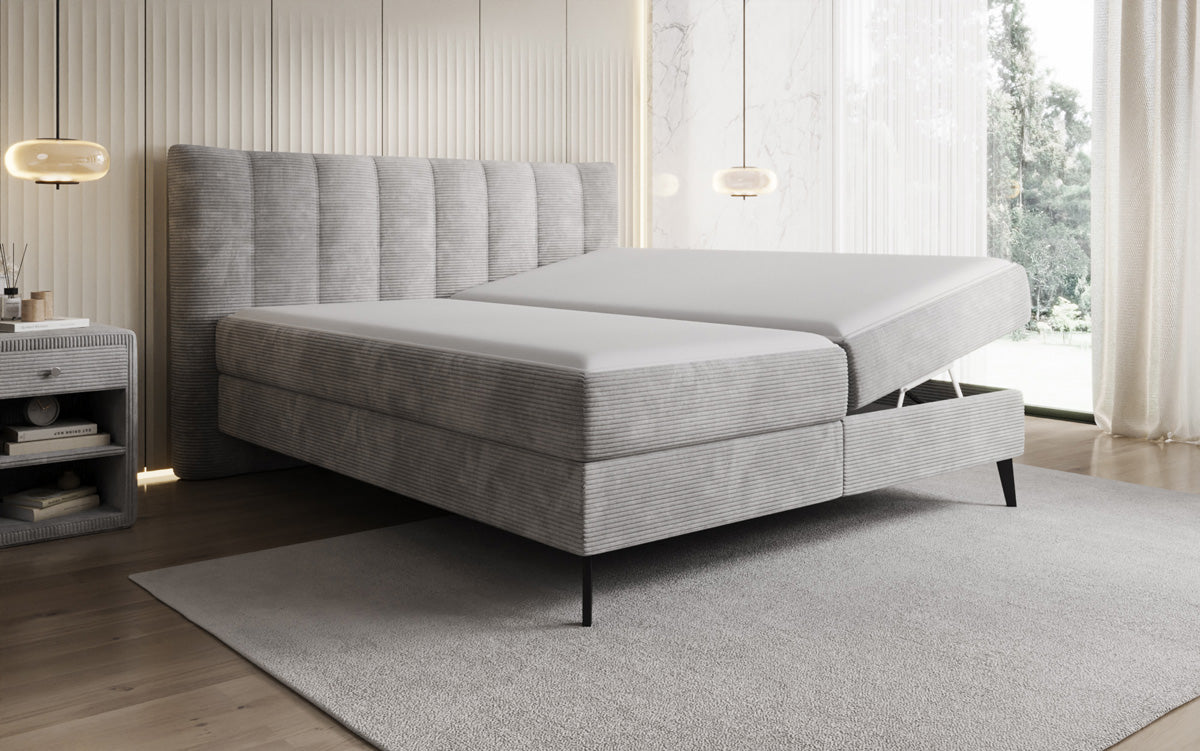 Boxspringbett Ines in Cord mit Stauraum