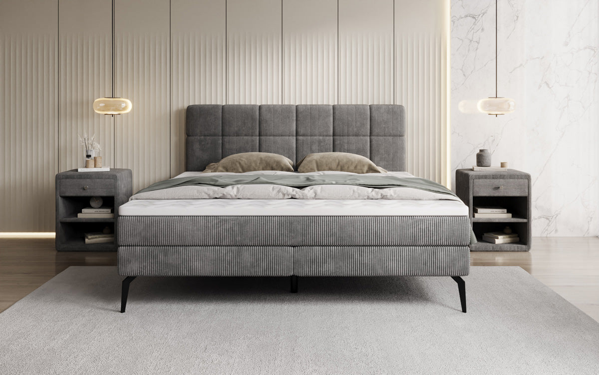 Boxspringbett Vera in Cord mit hohen Füßen